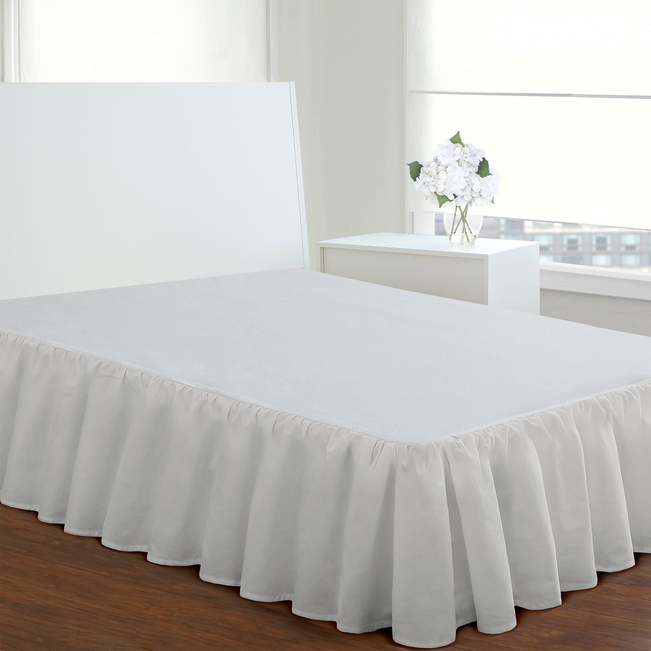 Fresh Ideas Ruffled Poplin Collection Bed Skirt, Twin, White