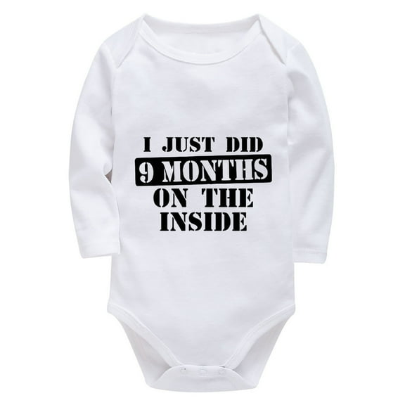 I Just Did 9 Months On The Inside Baby Home from Hospital Outfit Long Sleeve Unisex Newborn Clothes White Baby Onsies0-3 Mon