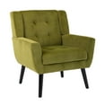 thumbnail image 4 of Mid-Century Accent Chairs, Upholstered Living Room Chair, Armchair Button Tufted Back and Wood Legs for Bedroom/Office/Cafe, Yellow, 4 of 9