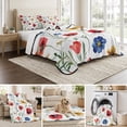 thumbnail image 6 of Twin XL Quilt Set 68''x98'', Pink Colorful Poppy Lightweight Summer Bedspread Coverlet Set with 2 Pillow Shams, Spring Pastoral Flowers Leaves Breathable All Season Quilt Bedding for Dorm/Guest Room, 6 of 9