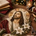 thumbnail image 4 of PLPPYFS Christmas Patchwork Fabric DIY Decor Kit, Jesus Patchwork DIY Sewing Kit, Sewing Craft Set with Pre Cut Fabric Pieces, Rustic Farmhouse Ornament Making Supplies for Seasonal Home Decor, 4 of 8