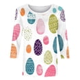 thumbnail image 4 of Ichuanyi Womens Easter Printed 3/4 Length Sleeve Tops Casual Loose Fit Crewneck T Shirts Cute Solid Three Quarter Length Tunic Tops, 4 of 7