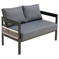 thumbnail image 5 of Syngar 4-Piece Patio Furniture Set,Outdoor Sofa Set,Weather-Resistant Metal + Rattan with with wooden Table & Waterproof Cushions, All-Weather Garden Lawn Outdoor Conversation Set,Gray, 5 of 9