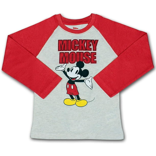 Disney Boy's Mickey Mouse Pullover Long Sleeve Raglan Tee Shirt