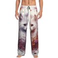 thumbnail image 1 of Balery White Red Cat Couple Pantalones de pijama para hombre, pijama ultraligero, pantalón de descanso-X-Large, 1 of 6