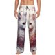 thumbnail image 1 of Balery White Red Cat Couple Pantalones de pijama para hombre, pijama ultraligero, pantalón de descanso-Small, 1 of 6