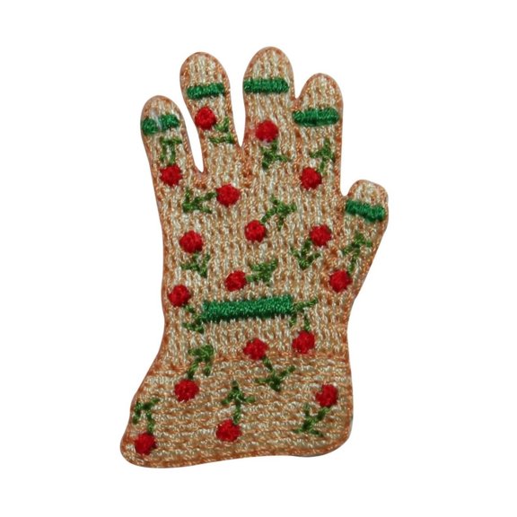 ID 7838 Floral Gardening Glove Patch Left Fashion Embroidered Iron On Applique