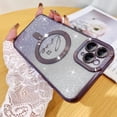 thumbnail image 2 of Compatible with iPhone 13 Pro Case,Compatible with MagSafe Love Heart Plating Camera Protection Clear Phone Case, Magnetic Glitter for Women Girls Shockproof Back Bumper 6.1"-Purple, 2 of 15