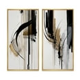 thumbnail image 2 of Designart "Expression in Black, White, and Gold I" Abstract Framed Wall Art Set Of 2 - Black Geometric Frame Gallery Set For Office Decor, 2 of 6