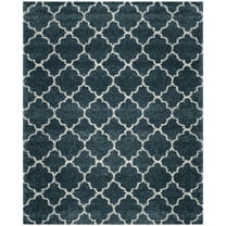SAFAVIEH Hudson Jaye Plush Geometric Shag Area Rug, Slate Blue/Ivory, 11' x 15'