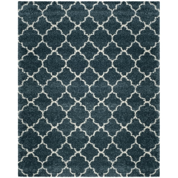 SAFAVIEH Hudson Jaye Plush Geometric Shag Area Rug, Slate Blue/Ivory, 11' x 15'
