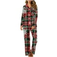 thumbnail image 2 of Cavosen Christmas 2 Piece Flannel Pajamas and Elastic Waist Pants Breathable Sleepwear Plaid Printed Warm Pockets Soft, 2 of 5