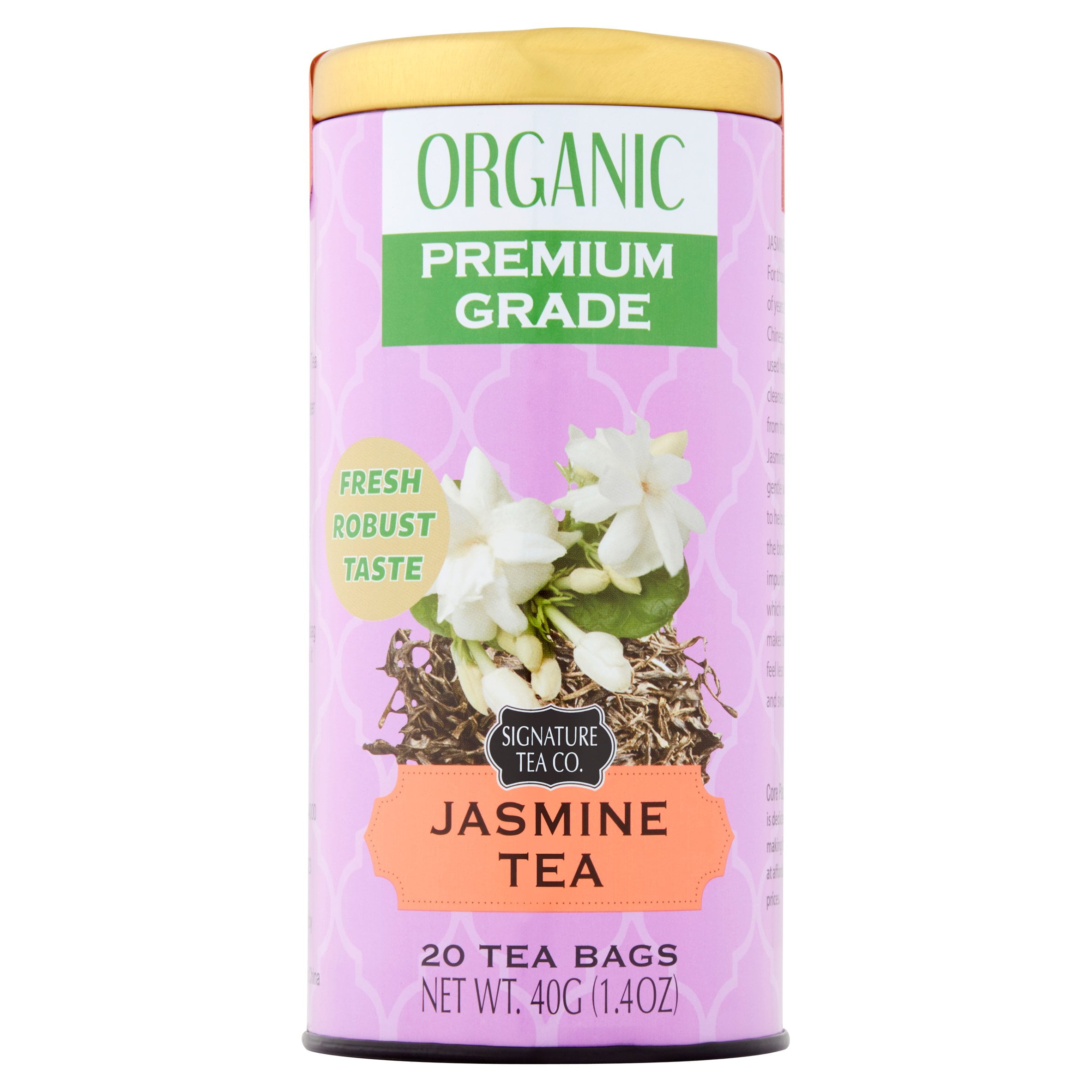 Signature Tea Co. Organic Premium Grade Jasmine Tea Bags, 1.4 oz, 20