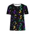 thumbnail image 5 of Xdegoge Mardi Gras Shirts for Women Short Sleeve S Purple Glitter Print Crew Neck Carnival Tee, 5 of 5