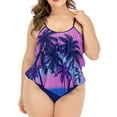 thumbnail image 5 of Frontwalk Ladies Swimwear Sleeveless Tankini Sets Printed Two Piece Swimsuit Women High Waist Swim Tops + Shorts Plus Size Swimming Suit Coconut Tree 3XL, 5 of 6