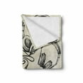thumbnail image 2 of Music Soft Flannel Fleece Throw Blanket, Sketchy Background Hipster Skull Headphones Record Player Mic Speakers Print, Cozy Plush for Indoor and Outdoor Use, 50" x 70", Beige Black, by Ambesonne, 2 of 6