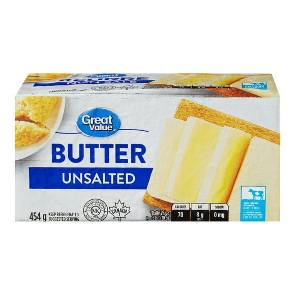 Beurre non salé Great Value 454 g