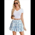 thumbnail image 3 of Falda Plisada para Mujer, Básica, Informal, de Cintura Alta, con Volantes, Acampanada, Minifalda. Azul y S, 3 of 7