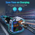 thumbnail image 3 of Jinsinto Car Bluetooth FM Transmitter, Bluetooth 5.0 Cigarette Lighter Radio Transmitter, PD 20W Type C+ QC3.0 Fast Car Charger, 3 of 5