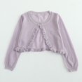 thumbnail image 2 of Ruyang Knitted Cardigan for Evening Dress Girls Cropped Sweaters Ruffle Trim Long Sleeve Trendy Shawl Plain Cute Sweater, 2 of 4