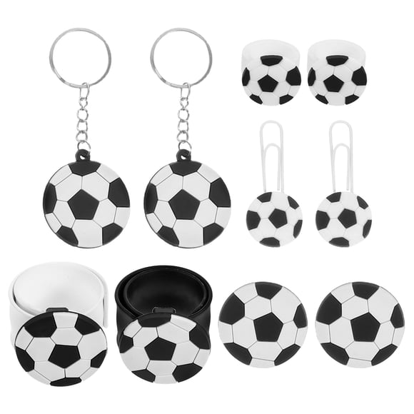 CIMAXIC 10PCS Football Stickers Soccer Party Favor Set Multi-colored PVC Slap Bracelet Soccer Themed Events