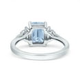 thumbnail image 3 of Emerald Cut Art Deco Wedding Engagement Ring Baguette Simulated Aquamarine CZ 925 Sterling Silver Size 9, 3 of 5