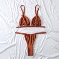 thumbnail image 3 of Traje de bikini Traje de baño del bikini del borde del lazo del triángulo de la liga del color sólido de las mujeres, 3 of 6