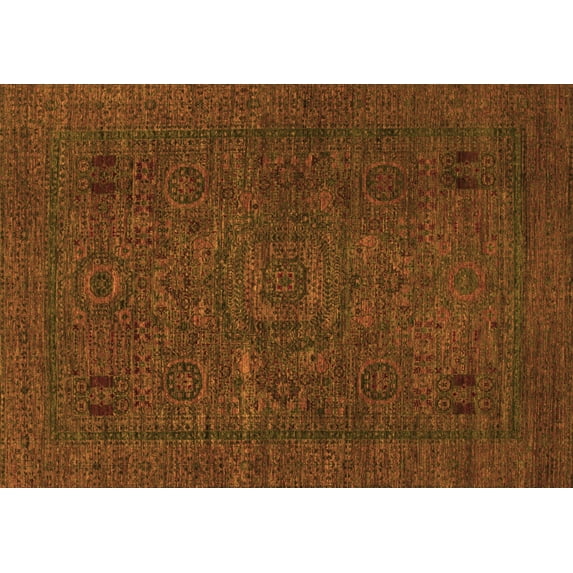 Ahgly Company Indoor Rectangle Abstract Orange Modern Area Rugs, 6' x 9'