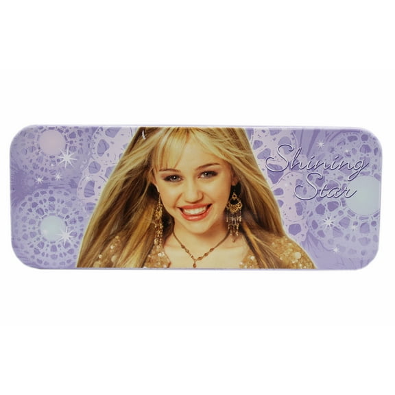 Disney's Hannah Montana Shining Star Lavender Colored Tin Pencil Box