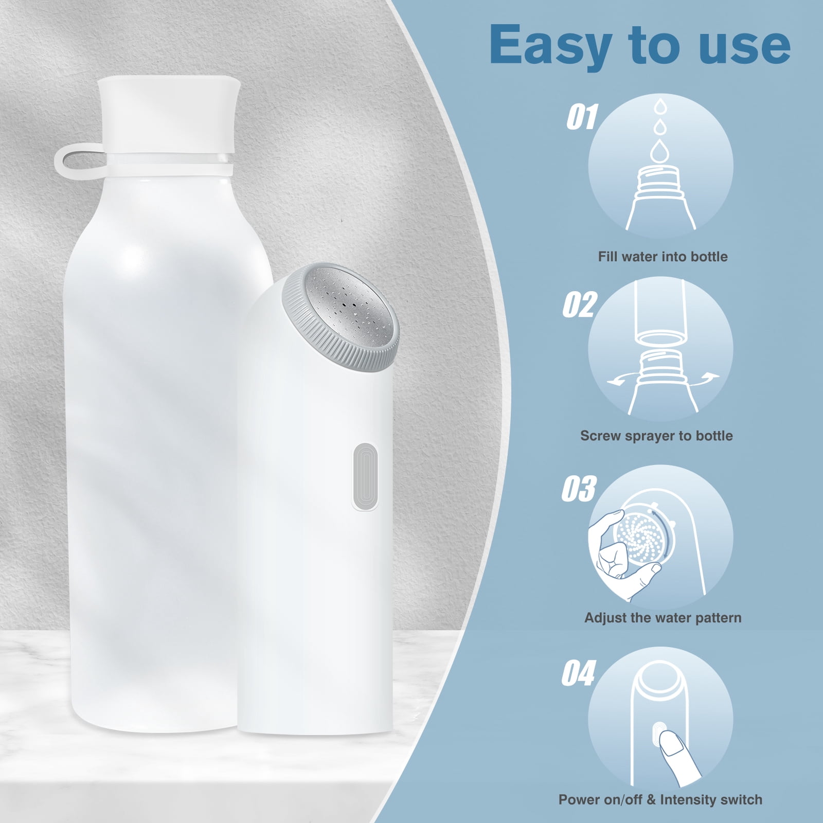 Easy Home IPX7 Portable Electric Handheld Bidet with USB-C Charging & Stainless Steel Nozzles