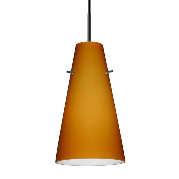 1JT-412480-LED-BK Besa Lighting Cierro-One Light Cord Pendant with Flat Canopy-5.38 Inches Wide by 9.38 Inches High-Black Finish-Amber Matte Glass