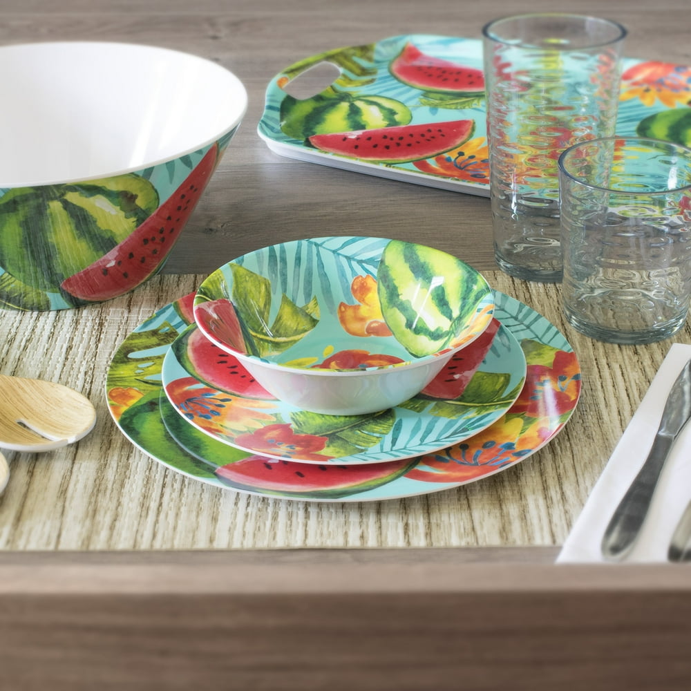Mainstays Outdoor Melamine Dinnerware Set, 12 Piece, Service for 4