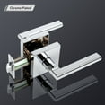 thumbnail image 3 of Keyless Privacy Door Lever Square Heavy Duty Door Lock Witout Keys Door Handle Reversible for Bedroom Bathroom, Chrome Plated Finish, 3 of 8