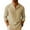 Khaki, variant on Cotton Linen Tops for Men Trendy 3/4 Sleeve Henley Shirts Loose Fit Solid Color T-Shirts Textured Comfy Pullover Tees