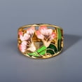 thumbnail image 2 of Womens Flower Enamel Ring Diamond Accent Brass Alloy Inlaid Fashion Jewelry Gift For Her Elegant Statement Piece, 2 of 2