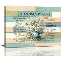 Rustic Christian Bathroom Decor Wall Art Farmhouse Daisy Floral Butterfly Pictures I Can Only Imagine Religious Canvas Painting Flower Framed Artwork for Kitchen Bathroom Living Room Bedroom 16"x12"