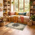 thumbnail image 2 of ODIKA 3'x5' Ultra-Soft Throw Mat, Farmhouse Boho Featuring Weathered Framing Desk Dining Under None Washable, Bare feet friendly, Easy Care Indoor rug for Bedside, Vanity, 2 of 7