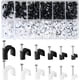 thumbnail image 1 of 390 piezas de bridas para cables, bridas para colgar en la pared con clips para clavos, 4 mm, 5 mm, 6 mm, 8 mm, 10 mm y 12 mm, color blanco y negro, 1 of 7