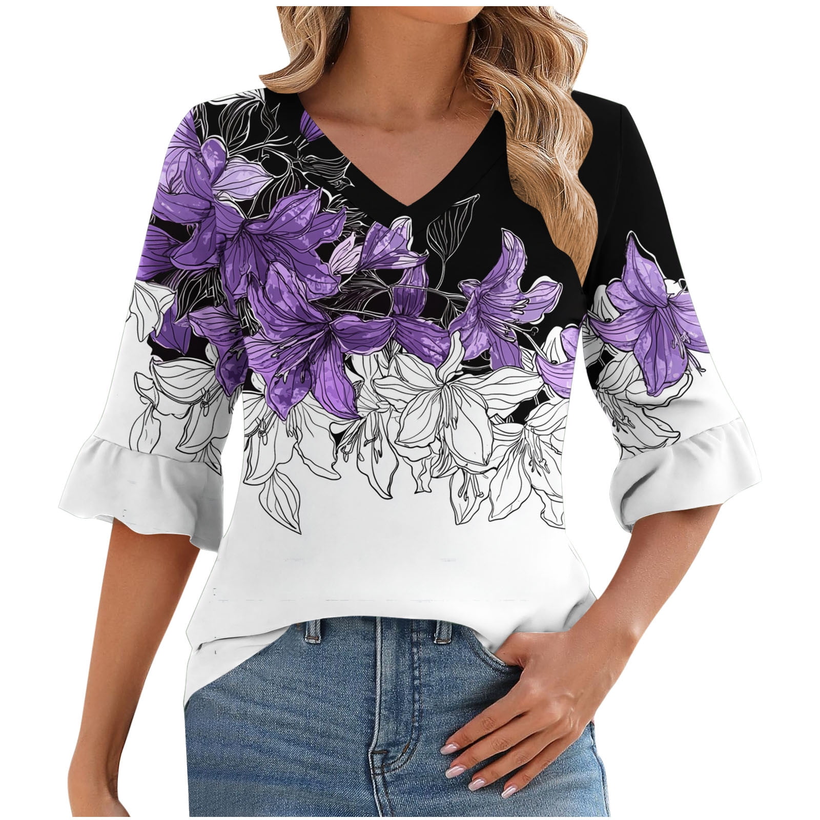 Trendy Fall Blouses for Women 2026 Womens Tops Fall 2026 Women's Tops 3/4 Sleeve Blouses Fall Trendy My Items Ordered Fashion Gifts