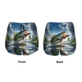 thumbnail image 3 of Wukai Largemouth Bass Jumping Out of The Water Print Women' double-layer Shorts for Athletic Gym Running Shorts with Phone Pockets-X-Large, 3 of 7