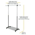 Whitmor Deluxe Adjustable Garment Rack, Wood, Black and Chrome 18.37 L x 36.25 W x 68 H