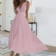 thumbnail image 2 of PENGXIANG Femmes Cocktail Robes Formelles V Cou Taille Haute Chaîne Sans Manches une Ligne Midi Robe pour Parti, 2 of 6