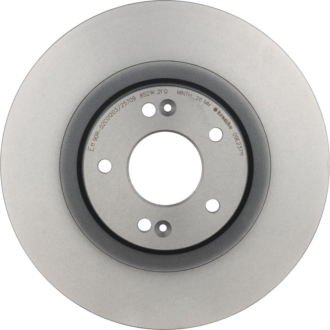 Brembo 09E23711C02; Brake Rotor; Vented; One Piece Design; Wheel Bolt Pattern 5 x 114.3 Millimeter; High Carbon Cast Iron; Single