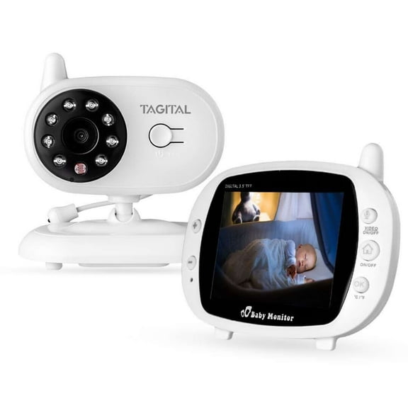 Tagital Baby Monitor with 3.5" LCD Display, Two-Way Audio, Night Vision, Temperature Sensor, Lullabies