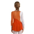 thumbnail image 2 of YIZYIF Girls Long Sleeve Rhinestone Mesh Dress Dance Costume Ice Skating Performance Dancewear Orange 8, 2 of 7