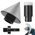 thumbnail image 2 of Adifare 3Pcs Diamond Beveling Chamfer Bit 1-3/8in Dry and Wet Diamond Core Drill Bit Enlarging Shaping Trimming Drill Bit 3/8in Hex Shank Adapter for Marble Granite Quartz Ceramic Tile, 2 of 8