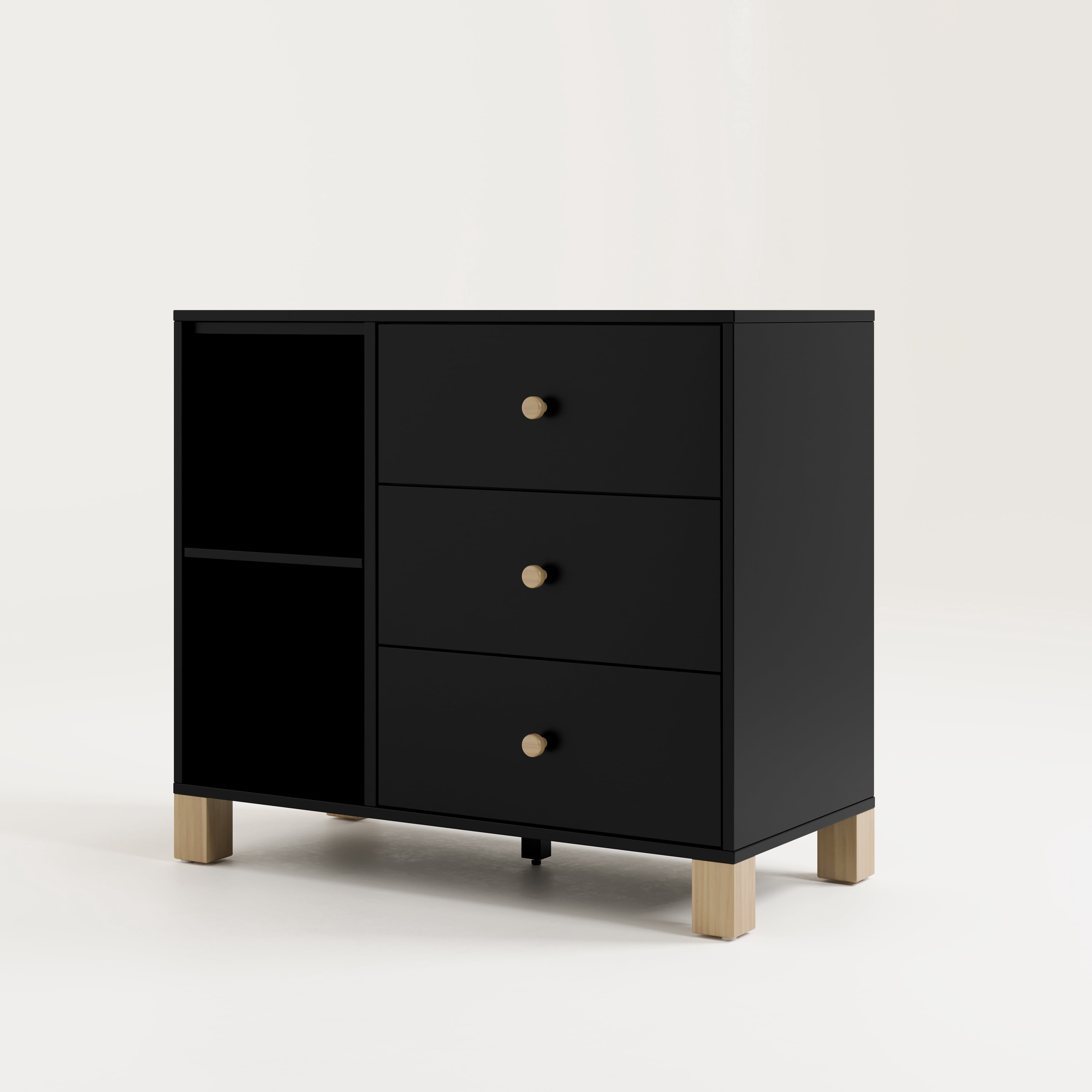 Storkcraft California 3 Drawer Nursery Combo Dresser, Black with Driftwood