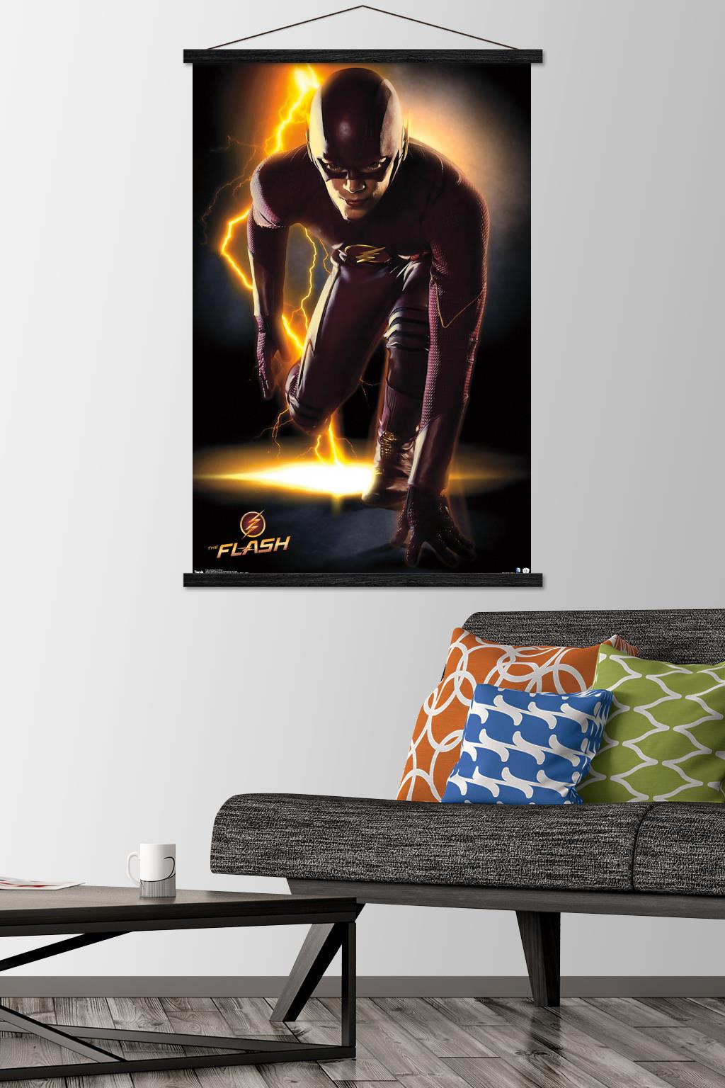 DC Comics TV - The Flash - Portrait Wall Poster with Wooden Magnetic Frame, 22.375" x 34"