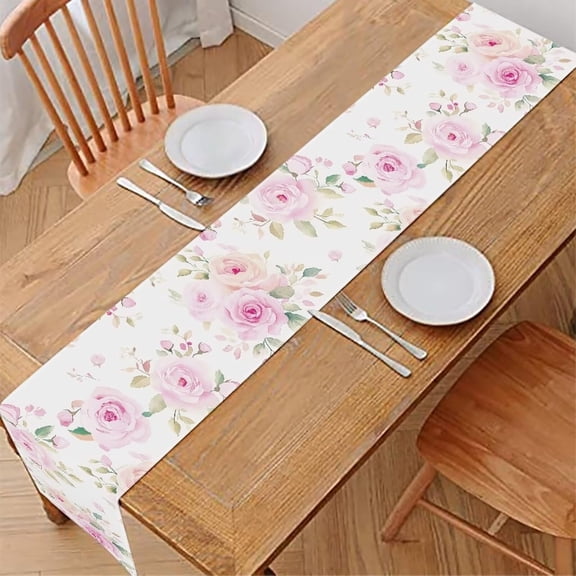 Pink Rose Table Runner Holiday Table Runners 108 Inches Long Washable Friendsgiving Party Decorations Centerpiece Table Decorations Valentine''s Day