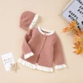 thumbnail image 4 of Vedolay Cropped Sweaters for Girl's Puff Long Sleeve Sweaters Cute Crewneck Knit Ruffle Pullover Sweaters,Pink 12-18 Months, 4 of 5
